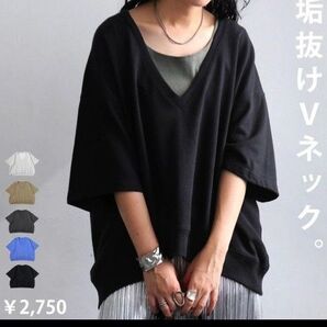 アンティカ トレーナー スゥエット Vネック antiqua 黒 トップス ブラック アンティカトップス 黒トレーナー 半袖