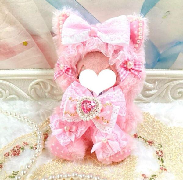 10〜14cm おすわり着ぐるみ ねこ ハンドメイド ぬい服 ぬいぐるみ