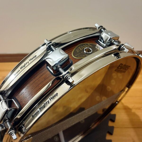 【美品】TAMA ローズウッド ピッコロスネア 14"×3.25" ブラスフープ rosewood ソフトケース付き