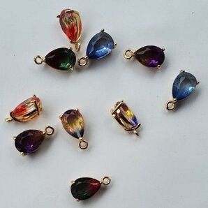 チャームパーツ しずく グラデーション ガラス製 ピアス イヤリング アクセサリー 10個 即日発送 即購入可能