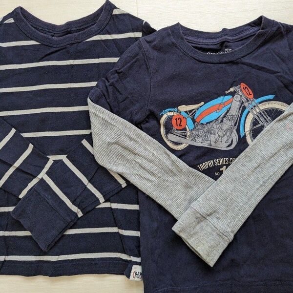 GAP ネイビー ストライプ ボーダー 長袖 Tシャツ キッズ カットソー 110cm