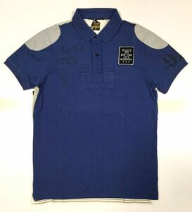 新品「RA-RE RAG RECYCLE RAG RESTYLE」 ベストレイヤードデザイン プリント 半袖ポロシャツ Blue SIZE:M