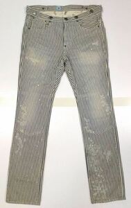 8.5@ beautiful goods [CAGE-LOW] stripe work pants / Hickory pants SIZE:M/S-M corresponding made in Japan Slim-Fit