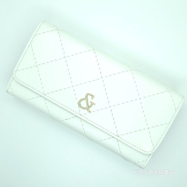 新品 未使用 Pinky&Dianne ピンキー&ダイアン フラップ カードホルダー 長財布 白 キャビア ホワイト