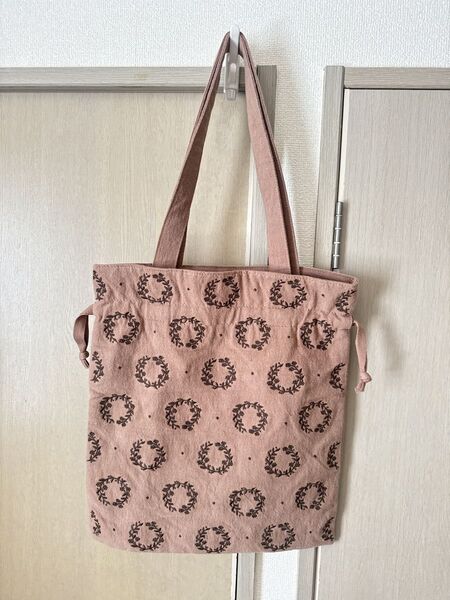 新品 Samansa Mos2 トートバッグ 巾着バッグ リース 刺繍 SM2 サマンサモスモス
