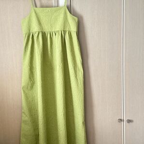 DISCOAT ジャガードキャミワンピース ワンピース キャミソールワンピ キャミワンピース グリーン