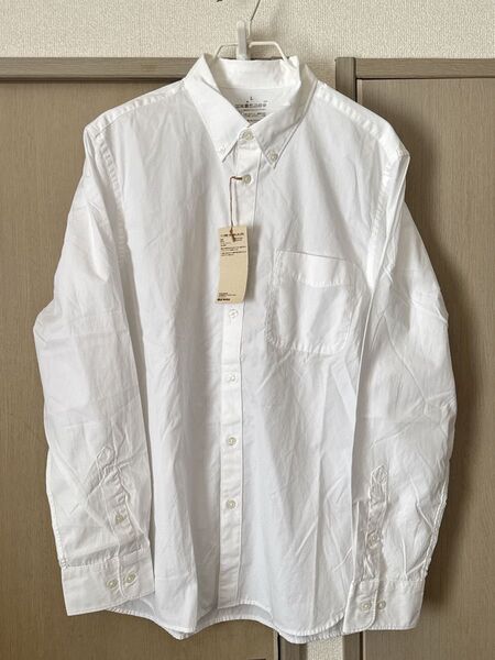 新品 洗いざらしブロード ボタンダウン シャツ 長袖シャツ オーガニックコットン 長袖 L 紳士