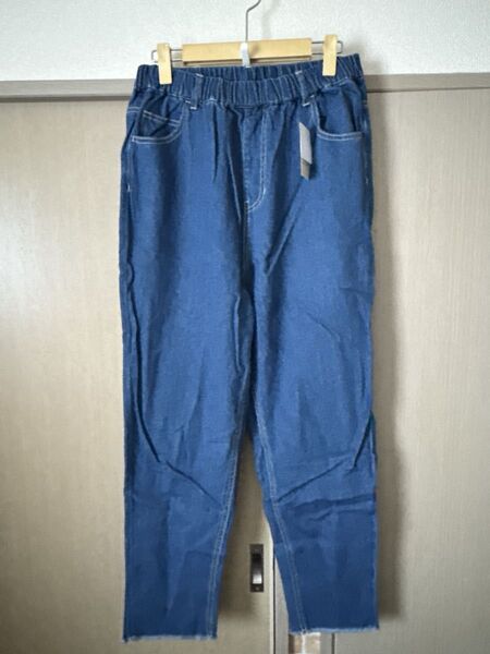 新品 Samansa Mos2 綿麻デニムイージーパンツ デニムパンツ デニム サマンサモスモス