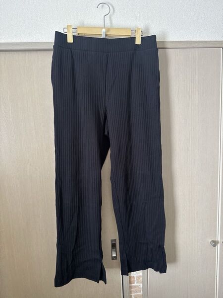 新品 UNIQLO ワイドリブスリットストレートパンツ リブパンツ XL