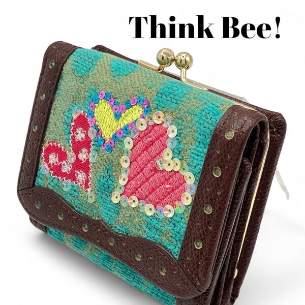 【未使用級】Think Bee シンクビー 三つ折り財布 ミニウォレット がま口