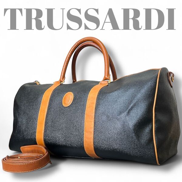 TRUSSARDI トラサルディ 大容量 ボストンバッグ 2WAY 旅行用カバン ショルダーバッグ 肩掛け可 A4可 A3可