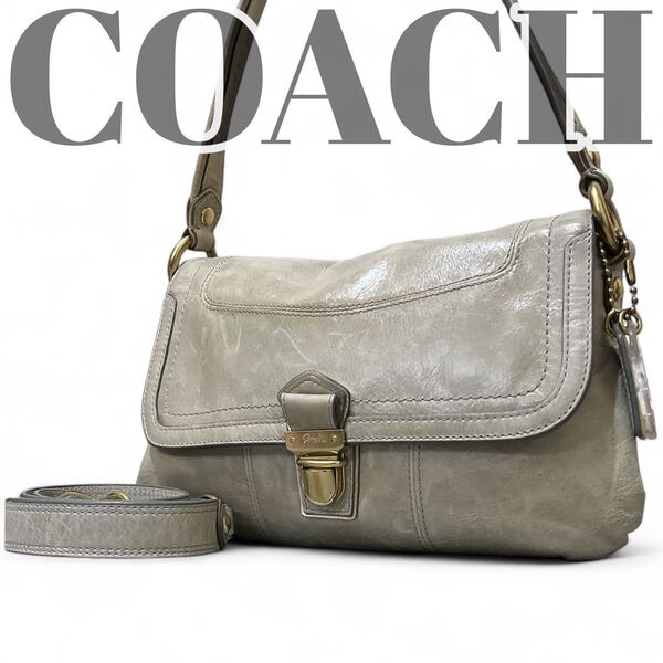 美品 COACH コーチ ハンドバッグ ショルダーバッグ レザー アイボリー 2way 肩掛け 斜め掛け 18160