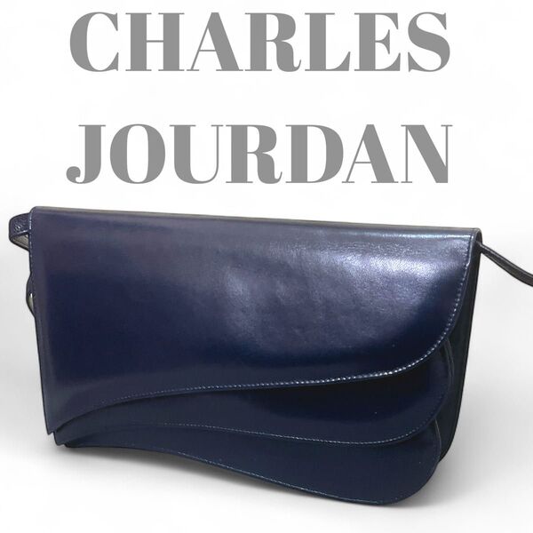 CHARLES JOURDAN シャルルジョルダン ショルダーバッグ ネイビー レザー パーティー