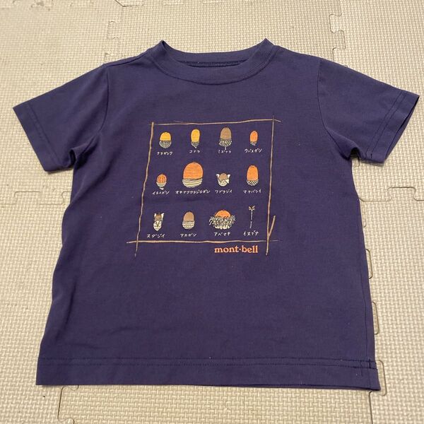 【美品】モンベル ウィックロンTシャツ 100 どんぐり ネイビー+折り紙