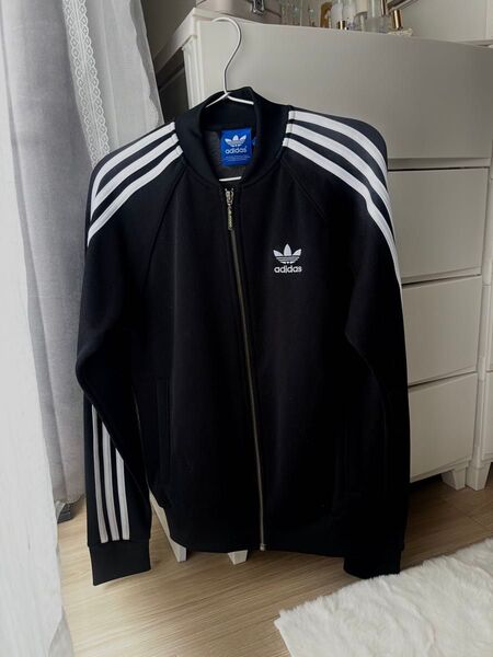 adidas トレフォイル ロゴ トラックジャケット ジャージ メンズ ブラック