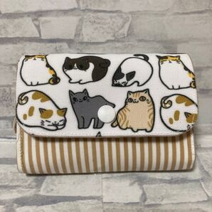 ハンドメイド 猫柄 ミニ財布