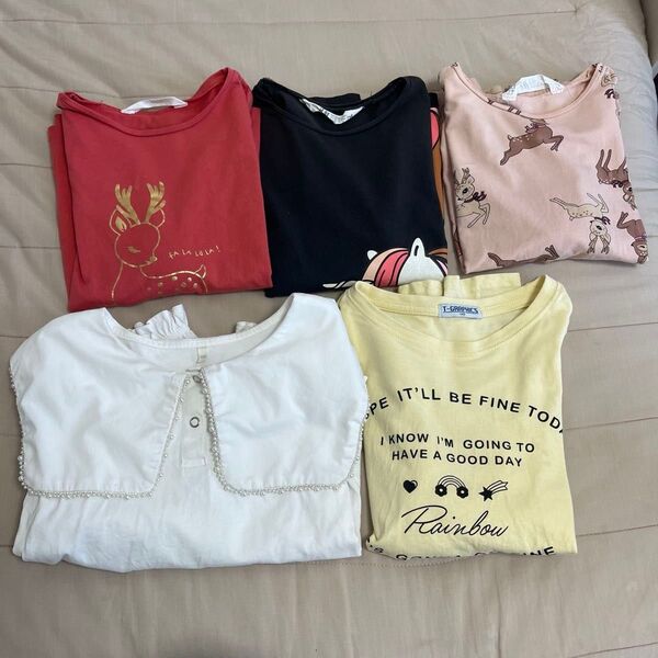 まとめて5点。H&M 長袖トップス 鹿柄 ピンク 130 女の子