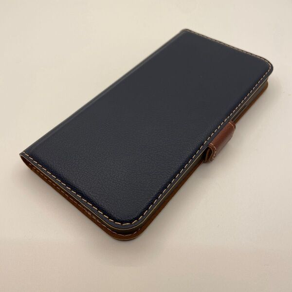 【美品】iPhone12 12Pro 手帳型ケース ブルー ネイビー 本革調 スタンド付 カード収納 iPhoneケース