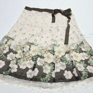 ナチュラルビューティー 花柄スカート レース フレア