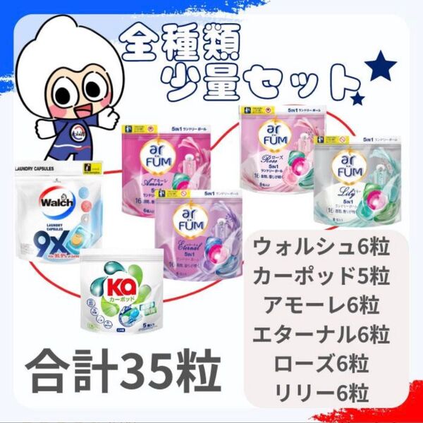 柔軟剤入り洗剤 6種類セット部屋干し 洗剤 ジェルマジックボール アフューム