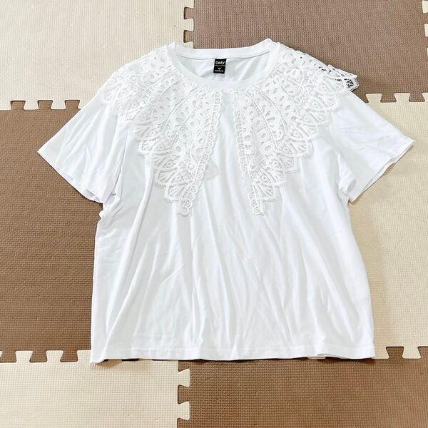 ホワイト レース襟Tシャツ