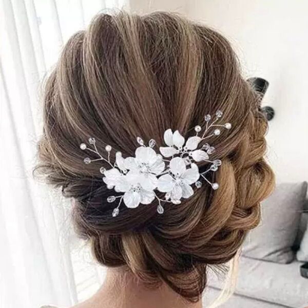 髪飾り ヘッドドレス フォーマル 結婚式 洋装 ヘアピン 花 ホワイト 白 ヘアアクセサリー