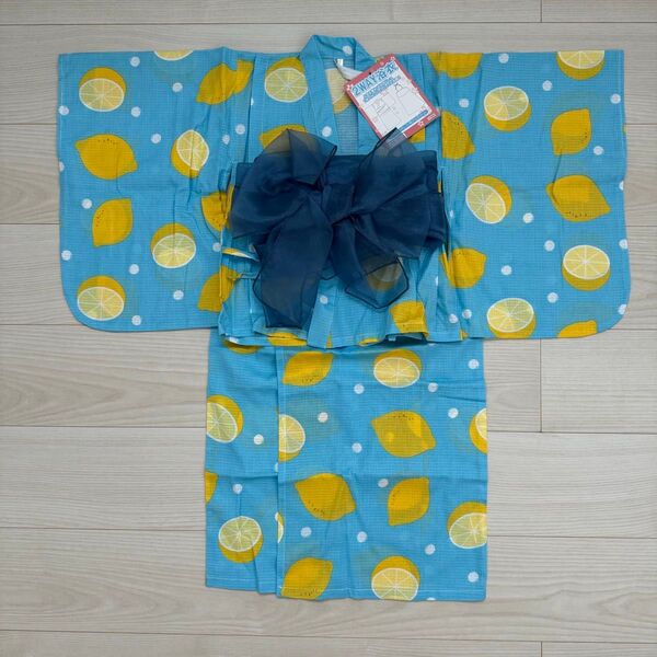 新品 2WAY ゆかた サンドレス 110 水色 レモン 西松屋