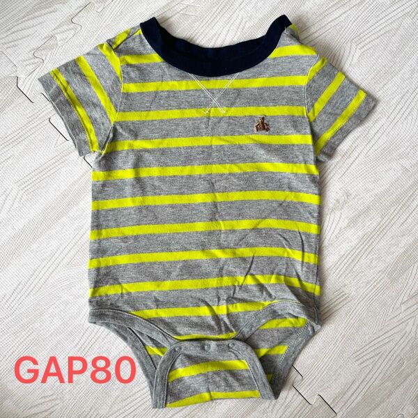 GAP ボーダー柄 半袖ロンパース 80