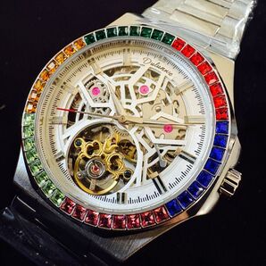 ステンレス レインボー ウォッチ スケルトン キラキラ 腕時計