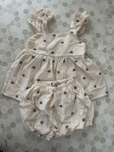 bebe organic ベベオーガニック lisa baby set up チューリップ 青花柄