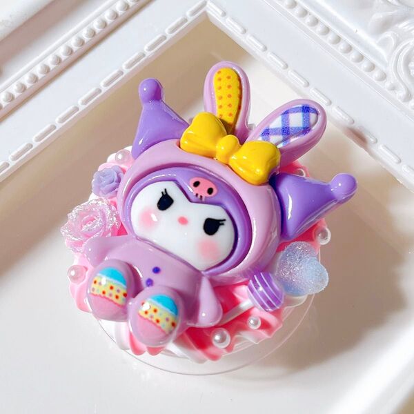 ハンドメイド スマホグリップ スマホクリップ クロミ デコホイップ 【A】