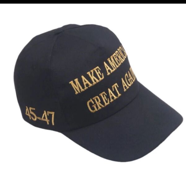 帽子 黒 新品未使用 ロゴキャップ アメリカ トランプ大統領 MAKE AMERIKA GREAT AGAIN ゴールド