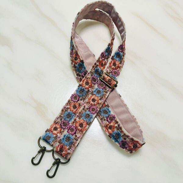 インド刺繍リボン ショルダーストラップハンドメイド