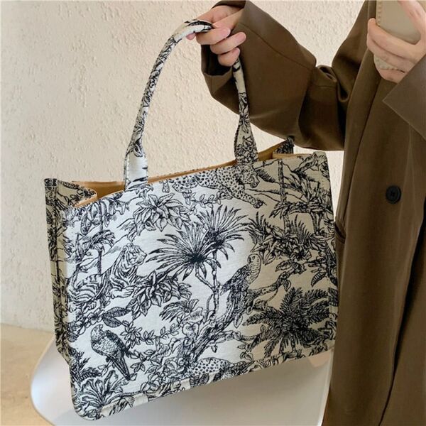 大容量 刺繍 ハンドバッグ ショルダーバッグ トートバッグ 丈夫