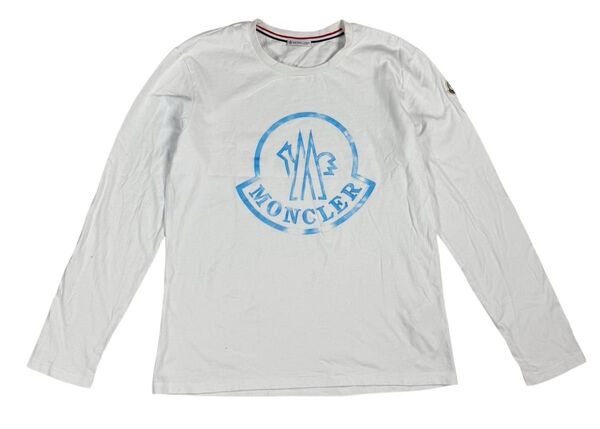 国内品 MONCLER モンクレール ロゴワッペン/プリント 長袖Tシャツ ロンT ホワイト M