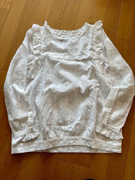 レースブラウス 刺繍 フリル 白 レディース ガーリー