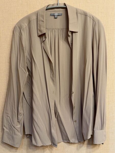 UNIQLO ユニクロ ブラウス 長袖 レーヨン ベージュ L
