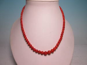 *G SILVERbook@.. red .. sphere 4mm~7mm. necklace 14g