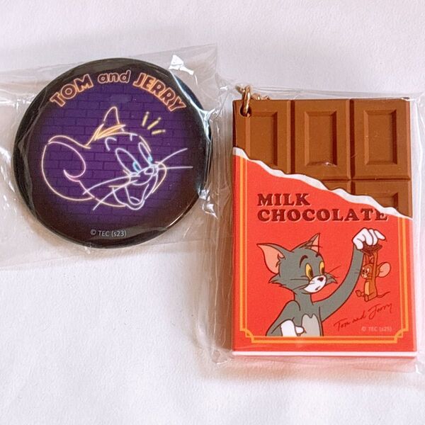 トムとジェリー 蓄光缶バッジ チョコレートキーホルダー ストラップ チョコレート