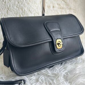 美品 OLD COACH オールドコーチ クラッチバッグ セカンドバッグ ターンロック グラブタンレザー ゴールド金具 ブラック