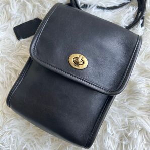 美品 OLD COACH オールドコーチ ショルダーバッグ 肩掛け 斜め掛け ターンロック グラブタンレザー 黒 ブラック
