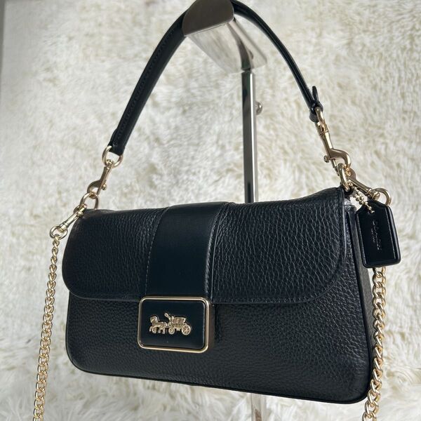 極美品 COACH コーチ ショルダーバッグ ワンショルダー 2way 肩掛け 斜め掛け グレース ホースアンドキャリッジ 黒