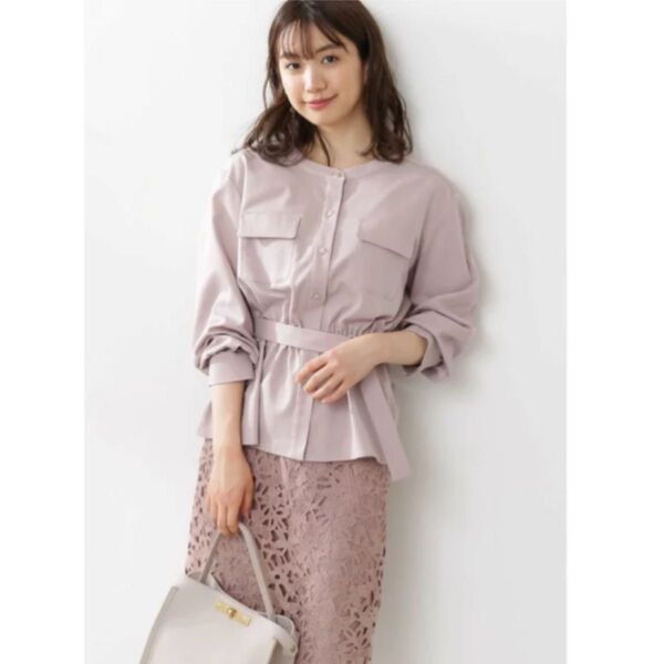 美品*プロポーションボディドレッシング ノーカラー ジャケット ピンク 3