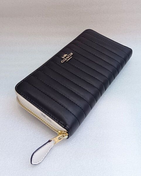 COACH コーチ 財布 長財布 ラウンドファスナー キルティングブラック