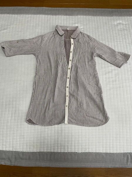 ダブルガーゼ シャツブラウス シャツチュニック 七分袖&半袖