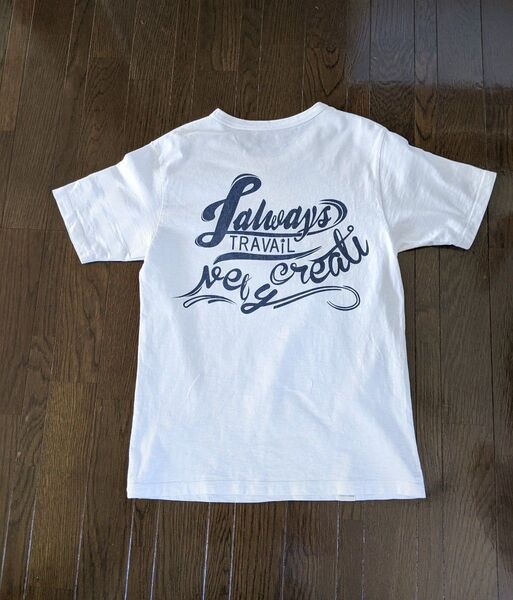 送料込 良品 桃太郎ジーンズ Tシャツ バックプリント Sサイズ MOMOTARO JEANS ジャパンブルー