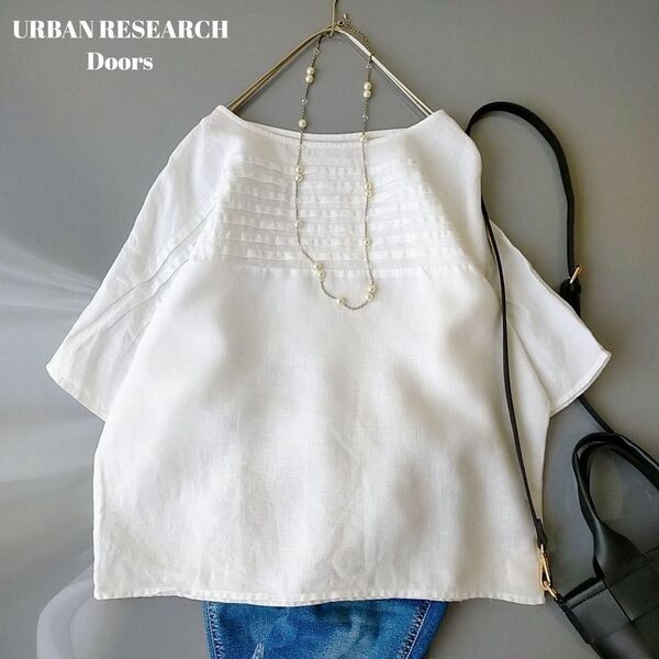 超美品 アーバンリサーチドアーズ 半袖リネンシャツ リネン100% ゆったり