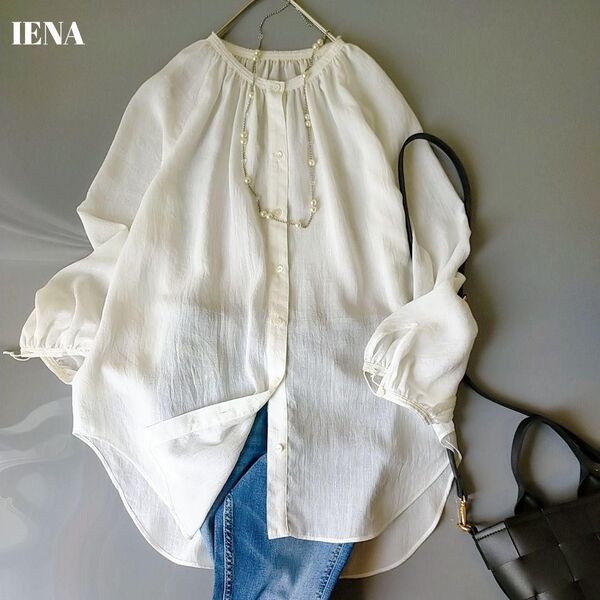 超美品 イエナ シアーギャザーブラウス 長袖シャツ ゆったり