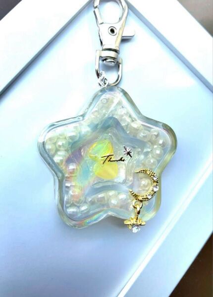星型 シェイカー シャカシャカキーホルダー レジン 月 ハート 星 チャーム ハンドメイド