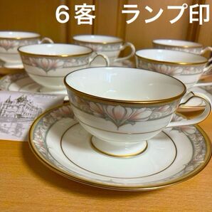 ノリタケ 廃盤 シャーロット 金彩 薔薇 ランプ印 カップ&ソーサー 6客 箱入り 未使用保管品